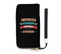 NLWQEKV Feminist Empowered Women Wristlet Wallet Leather Long Card Holder Purse Slim Clutch Handbag for Women