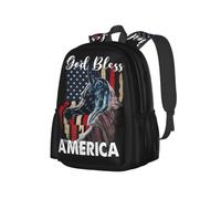 NLWQEKV God bless America Horse Flag Backpack 17in | Large Capacity Lightweight Backpack With Multi-Pocket Storage, Durable Straps, Perfect For Travel, Work, Outdoor Adventures