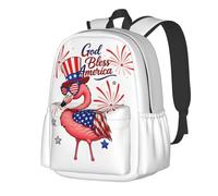 NLWQEKV God Bless Star Flamingo Casual Backpack 250 Anniversary Comfortable Daypack Printed Lightweight Backpacks For Work Travel Hiking