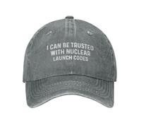 NLWQEKV I Can Be Trusted with Nuclear Launch Codes Hat Men Baseball Caps Fashionable Cap Gray