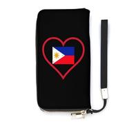NLWQEKV I Love Philippines Red Heart Wristlet Wallet Leather Long Card Holder Purse Slim Clutch Handbag for Women