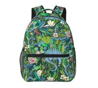 NLWQEKV Improbable Botanical With Dinosaurs Ark Green Backpack Casual Pack Bag Laptop Backpack With Side Pocket Front Zipper Pocket Bookpack Travel Daypack Picnic Rucksack