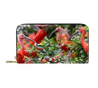 NLWQEKV Leather Wallet for Men,Large Women Change Purse for Card,Flamingo Images,Zipper Coin Pouch