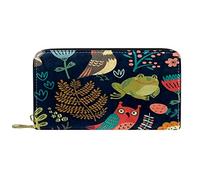 NLWQEKV Leather Wallet for Men,Large Women Change Purse for Card,owl Deer Animal Fox,Zipper Coin Pouch