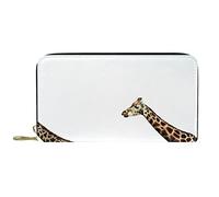 NLWQEKV Leather Wallet for Men,Large Women Change Purse for Card,Prairie Giraffes,Zipper Coin Pouch