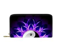 NLWQEKV Leather Wallet for Men,Large Women Change Purse for Card,Purple Gossip yin yang,Zipper Coin Pouch