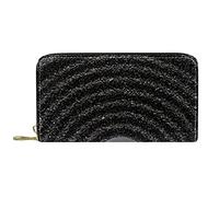 NLWQEKV Leather Zip Long Wallet Black Zen Stones Earth Personalise Purse