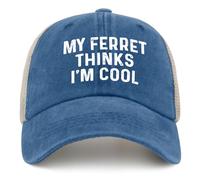 NLWQEKV My Ferret Thinks I'm Cool Hat Trucker Hat Women Funny Mesh Cap for Summer Blue