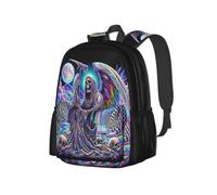 NLWQEKV Rainbow Grim Reaper With Skull Art Backpack 17in | Large Capacity Lightweight Backpack With Multi-Pocket Storage, Durable Straps, Perfect For Travel, Work, Outdoor Adventures