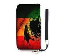 NLWQEKV Rastafari Lion Wristlet Wallet Leather Long Card Holder Purse Slim Clutch Handbag for Women