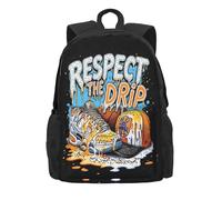 NLWQEKV Respect The Drip Basketball Drip Game Day Backpack Large Capacity Travel Daypack, Casual Lightweight Double-Shoulder Bag for Work, Commuting & Outdoor Trips
