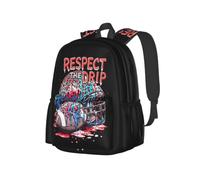 NLWQEKV Respect the Drip Football Game Day Backpack 17in | Large Capacity Lightweight Backpack With Multi-Pocket Storage, Durable Straps, Perfect For Travel, Work, Outdoor Adventures