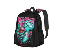 NLWQEKV Respect The Drip Soccer Drip Game Day Backpack 17in | Large Capacity Lightweight Backpack With Multi-Pocket Storage, Durable Straps, Perfect For Travel, Work, Outdoor Adventures