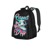NLWQEKV Respect The Drip Soccer Drip Game Day Backpack 17in | Large Capacity Lightweight Backpack With Multi-Pocket Storage, Durable Straps, Perfect For Travel, Work, Outdoor Adventures