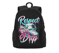 NLWQEKV Respect The Drip Soccer Drip Game Day Backpack Large Capacity Travel Daypack, Casual Lightweight Shoulder Bag for Work, Commuting & Outdoor Trips