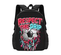 NLWQEKV Respect the Drip Soccer Game Day Backpack Large Capacity 12.5x5.5x16.5 in Lightweight Laptop Travel Bag Durable Stylish Business Work Casual Daypack