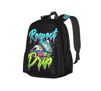 NLWQEKV Soccer Respect The Drip Drip Game Day Backpack 17in | Large Capacity Lightweight Backpack With Multi-Pocket Storage, Durable Straps, Perfect For Travel, Work, Outdoor Adventures