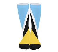 NLWQEKV Socks Saint Lucia Flag Casual Socks Funny 3D Print Colorful Soft Athletic Sport Novelty Tube Crew Socks