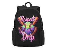NLWQEKV Softball Respect The Drip Drip Game Day Backpack Large Capacity Travel Daypack, Casual Lightweight Double-Shoulder Bag for Work, Commuting & Outdoor Trips