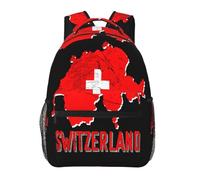 NLWQEKV Switzerland Swiss Flag Map Laptop Backpacks Double Shoulder Laptop Pack Bag Daypack Back Pack Bags Rucksack Computer Bag with Side Pockets Front Zipper Pockets For Commutes Travel