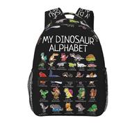 NLWQEKV T-Rex Dinosaur Alphabet A-Z Abc Backpack Casual Pack Bag Laptop Backpack With Side Pocket Front Zipper Pocket Bookpack Travel Daypack Picnic Rucksack