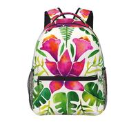 NLWQEKV Tropical Symmetry - Pink & Green Backpack Casual Pack Bag Laptop Backpack With Side Pocket Front Zipper Pocket Bookpack Travel Daypack Picnic Rucksack