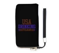 NLWQEKV USA Drinking Team Wristlet Wallet Leather Long Card Holder Purse Slim Clutch Handbag for Women