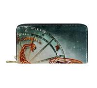 NLWQEKV Wallet Leather Scorpio Zodiac Sign Horoscope Astrology Symbol Leather Zip Long Purse