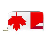 NLWQEKV Wallets for Women and Men Card Holder Bag,Canadian Flag American Flag,PU Leather Storage Change Large Purse