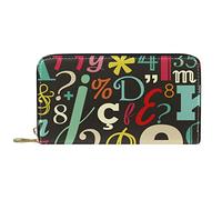 NLWQEKV Wallets for Women and Men Card Holder Bag,Color Letters Seamless Pattern,PU Leather Storage Change Large Purse
