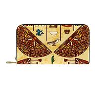 NLWQEKV Wallets for Women and Men Card Holder Bag,Vintage Aged Egyptian Ethnicity,PU Leather Storage Change Large Purse