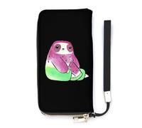 NLWQEKV Watermelon Sloth Wristlet Wallet Leather Long Card Holder Purse Slim Clutch Handbag for Women