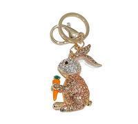 NLYNX Cute Rabbit Carrot Keychain Sparkling Crystal Rhinestone Bunny Keyring Pendant Car Keys Bag Charms for Women Girls