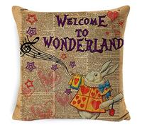NLZNKZJ The Rabbit Retro Home Decoration Square Linen Throw Pillowcase In The Illustrated Newspaper 18X18 Inches (45 Cm, Without Pillow Core)