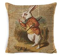 NLZNKZJ The Rabbit Retro Home Decoration Square Linen Throw Pillowcase In The Illustrated Newspaper 18X18 Inches (45 Cm, Without Pillow Core)