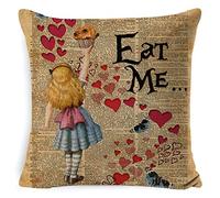 NLZNKZJ The Rabbit Retro Home Decoration Square Linen Throw Pillowcase In The Illustrated Newspaper 18X18 Inches (45 Cm, Without Pillow Core)