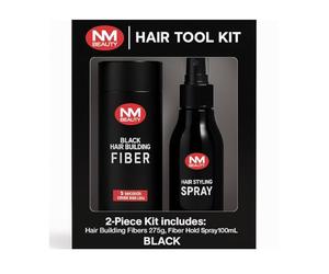 NM Beauty Hair Tool Kit, Best 2-in-1 Kit Set, Black Hair Building Fibers & Hair Styling Spray, Instantly Cover Sparse Hair Areas (Black)