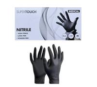 NM Beauty Nitrile Black Gloves Size Small, Medium, Large- Quantity 100Pcs and 1000pcs Full box For Tatto, Medical, Barber Shop and Medical Use Black, Medium- 1Box (100 Gloves)