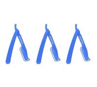 NM Beauty Professional Cut Throat Razor Barber Style Blue Plastic Pack of 3
