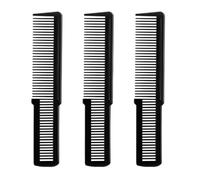 NM Beauty Professional Flat Top Hair Combs, Black Clipper Styling Combs for Hairdressers, Pack of 3