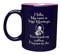 NM NEXTMUG 13oz Engraved Pink Ceramic Mug - Hello, My Name Is Inigo Montoya. You Drank My Coffee, Prepare to Die - Funny Office Sarcasm Coffee Tea Cup