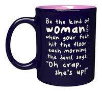 NM NEXTMUG Engraved Cobalt Blue&Pink Ceramic Mug - Be the Kind of Woman that the Devil Says... - Grumpy Women Lady Girl Gift Coffee Cup