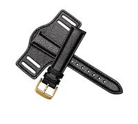 NMASDUYPU 18 20 22mm Black Brown Men's Leather Watch Strap Compatible With Fo-ssil JR1401 O-mega Wristband With Tray Watchband Bracelet(Black- gold,24mm)