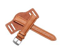 NMASDUYPU 18 20 22mm Black Brown Men's Leather Watch Strap Compatible With Fo-ssil JR1401 O-mega Wristband With Tray Watchband Bracelet(Light Brown-white,20mm)