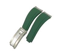 NMASDUYPU 20mm Rubber Silicone Watchband Suitable Compatible With Role- Silver Metal End Submariner Yacht Master Daytona Belt Slide Lock Buckle Strap(Green)