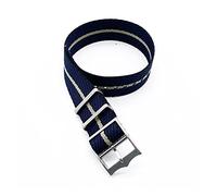 NMASDUYPU Adjustable Single Pass Woven Nylon Striped Watch Band Silver/Copper Buckle Compatible With Tudor Black Bay Strap 20mm 22mm(Black navy khaki,22mm)