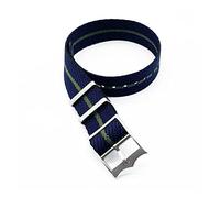 NMASDUYPU Adjustable Single Pass Woven Nylon Striped Watch Band Silver/Copper Buckle Compatible With Tudor Black Bay Strap 20mm 22mm(Black navy green,22mm)