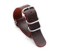 NMASDUYPU Cow Leather Strap 18mm 20mm 22mm 24mm Black Green Zulu Strap Handmade Comfortable Replace Watchband(Rood,20mm)