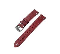 NMASDUYPU Handmade 20mm 22mm Black Brown Royal Blue Yellow Red Leather Watchband Strap Compatible With Mido DW Pilot WatchBracelet(Rood,22mm)