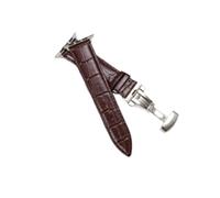 NMASDUYPU New Alligator Strap Compatible With IWatch Watch 38mm 42mm Series Double Buckle Butterfly Buckle Crocodile Leather Strap(Silver-Brown,42mm-44mm)